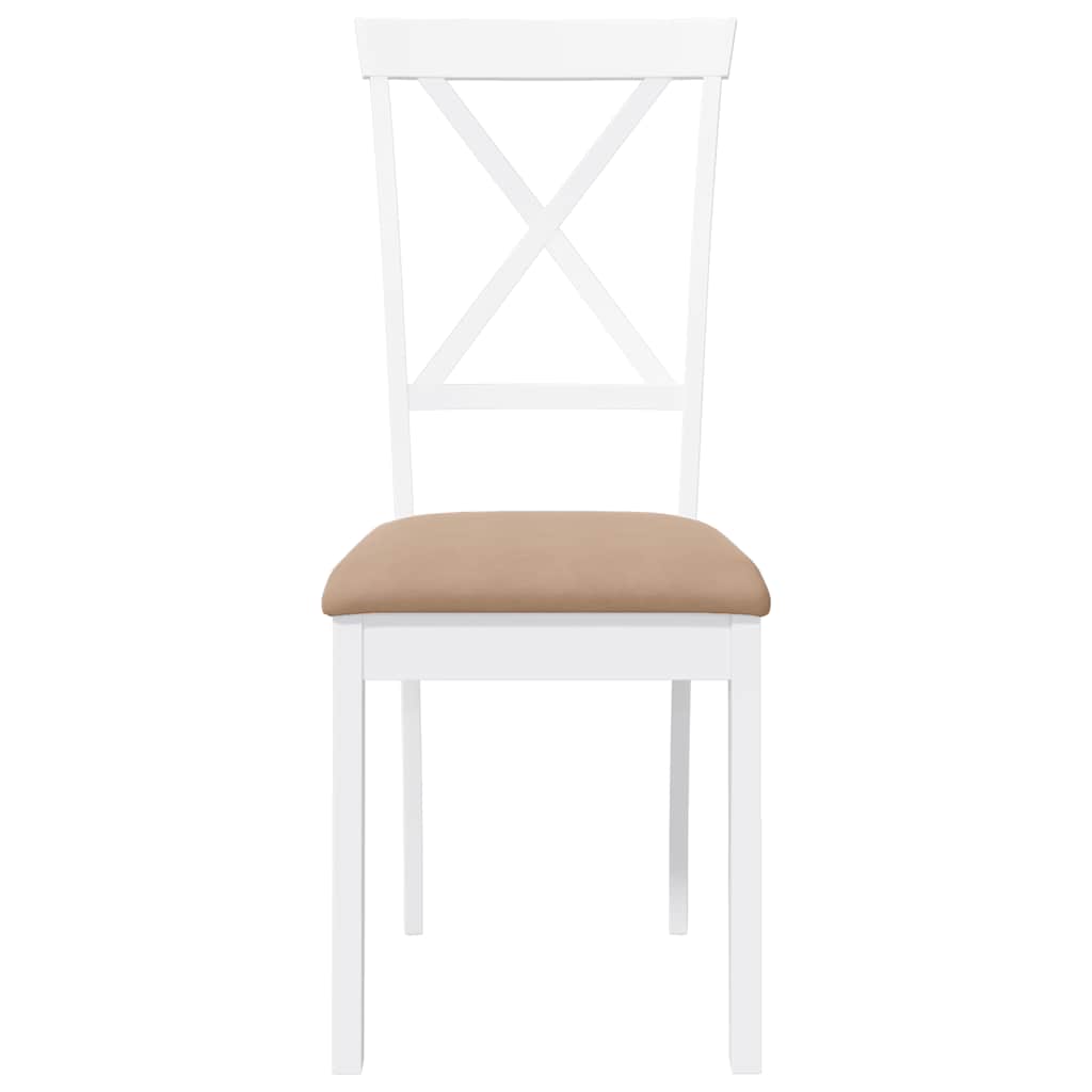 spisebordsstole med hynder 2 stk. massivt gummitræ hvid