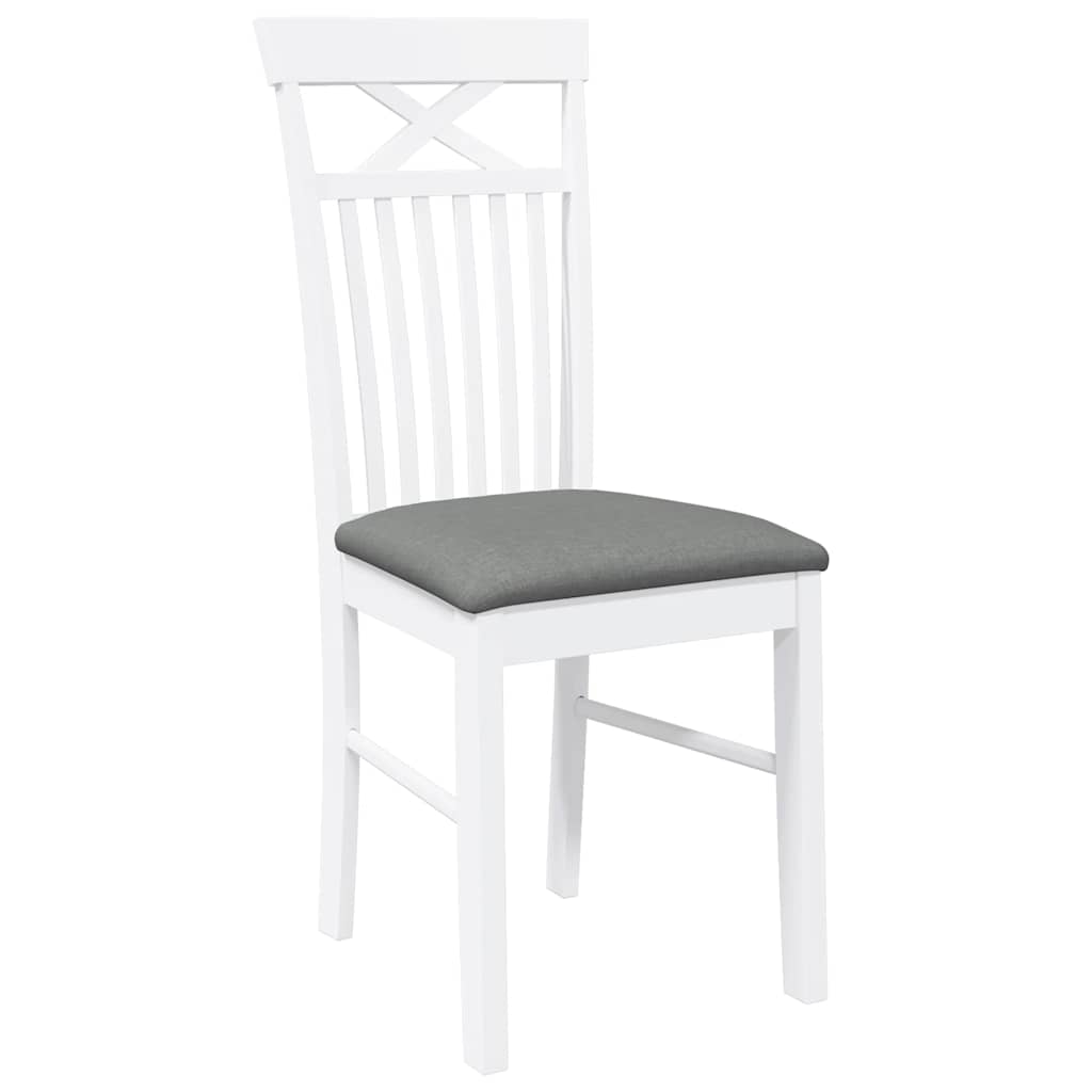 spisebordsstole med hynder 2 stk. massivt gummitræ hvid