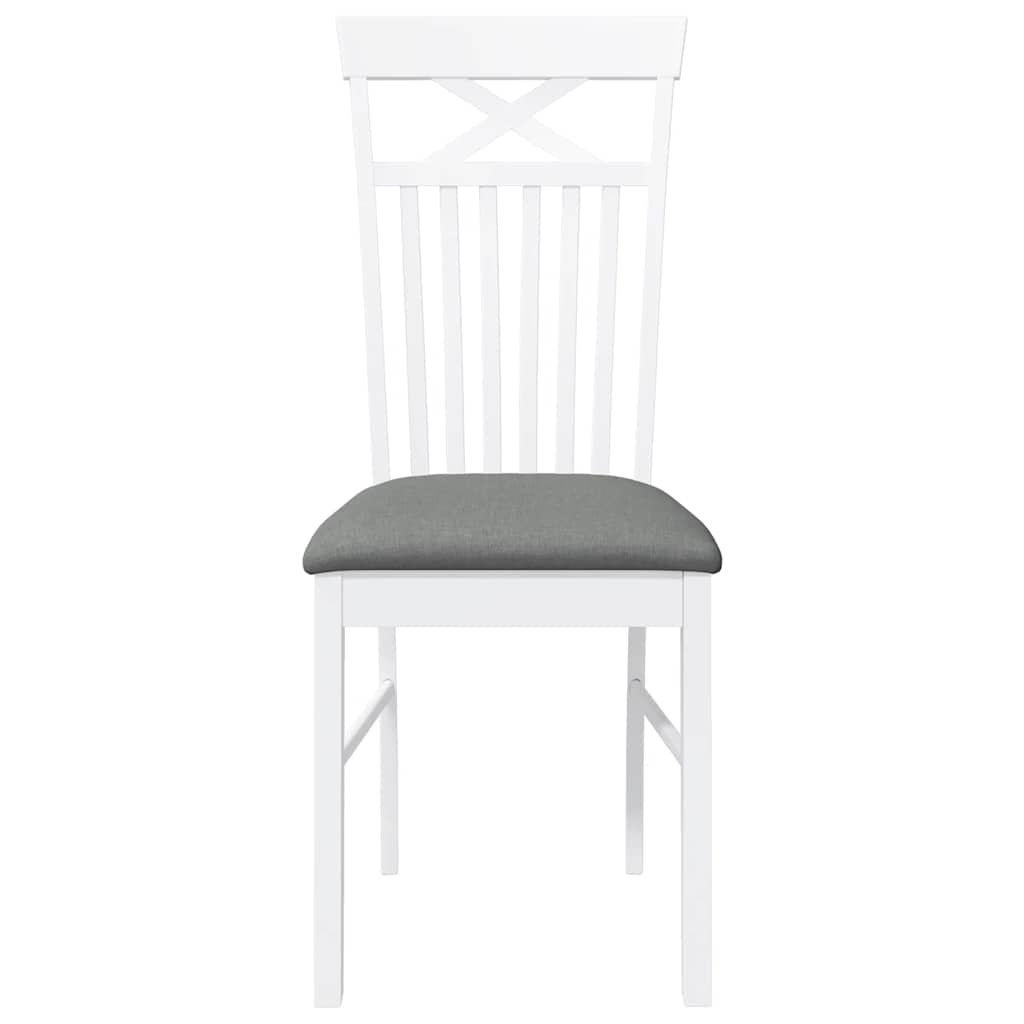 spisebordsstole med hynder 2 stk. massivt gummitræ hvid