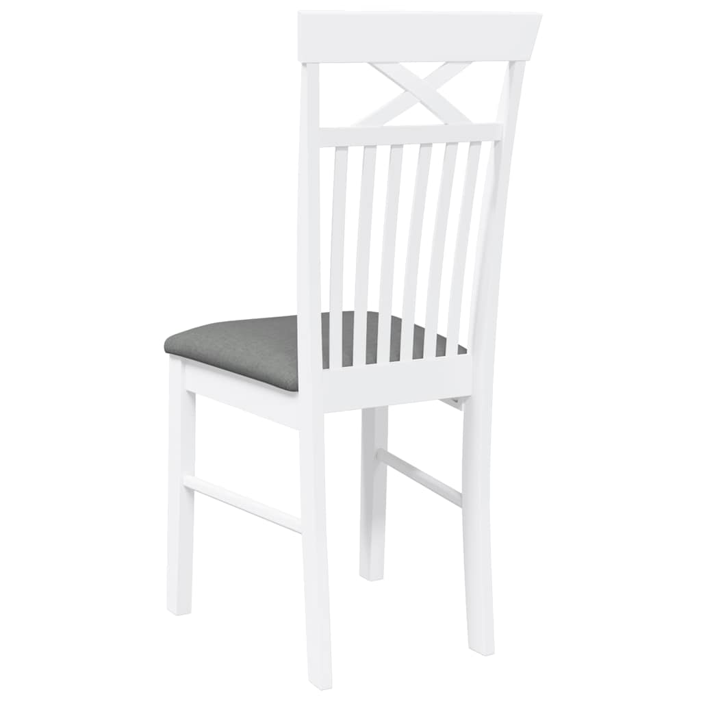 spisebordsstole med hynder 2 stk. massivt gummitræ hvid
