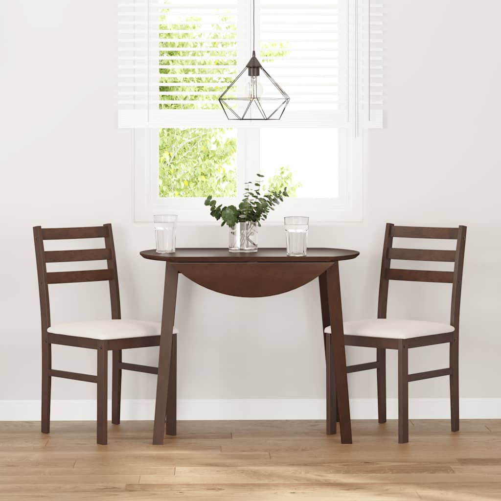 spisebordsstole med hynder 2 stk. massivt gummitræ brun
