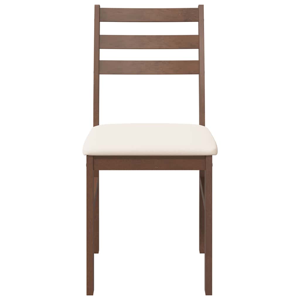 spisebordsstole med hynder 2 stk. massivt gummitræ brun