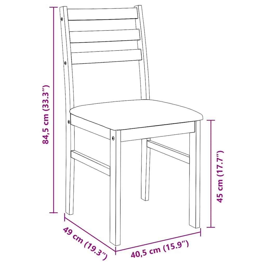 spisebordsstole med hynder 2 stk. massivt gummitræ