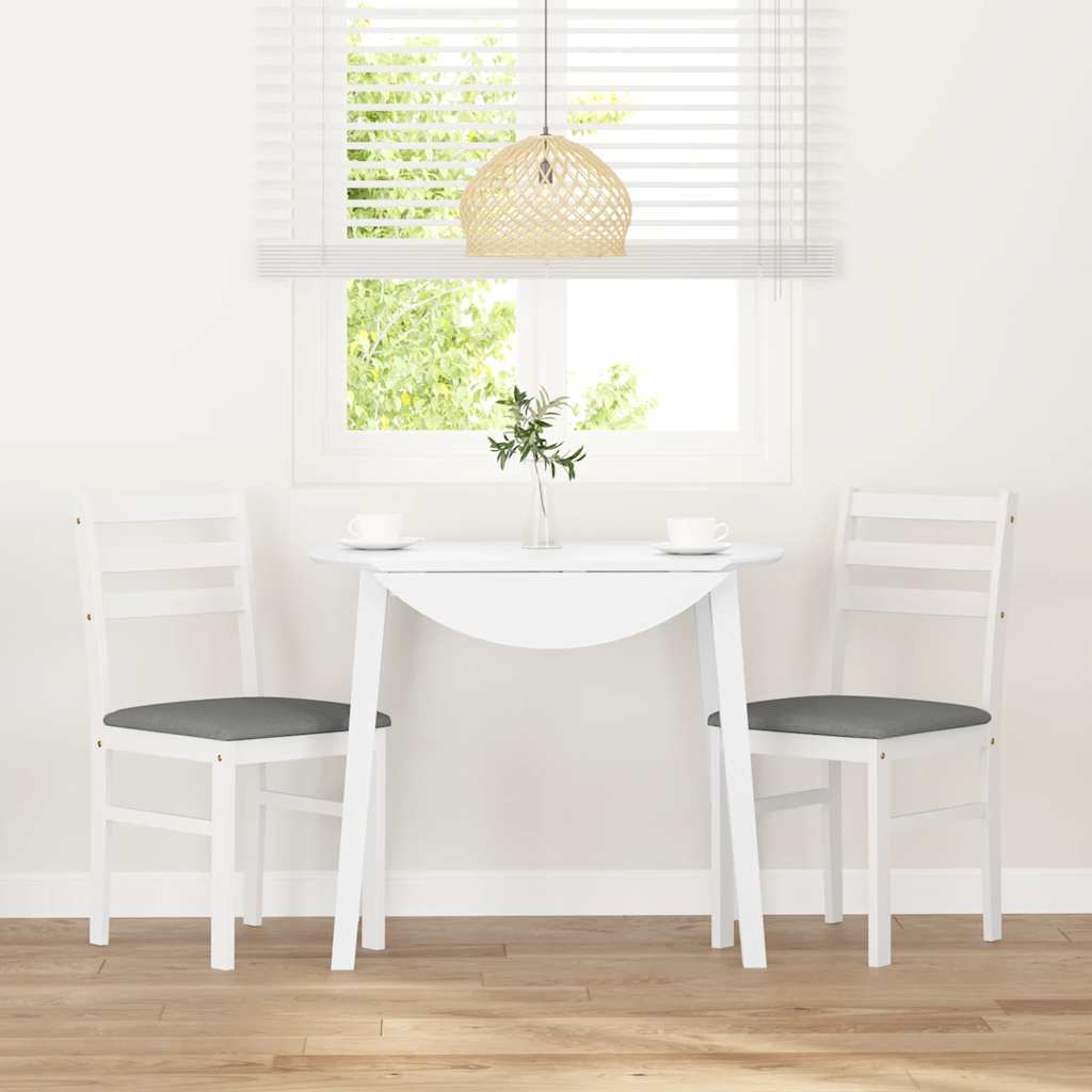 spisebordsstole med hynder 2 stk. massivt gummitræ hvid