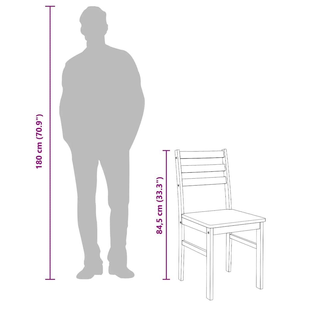 spisebordsstole 2 stk. massivt gummitræ hvid