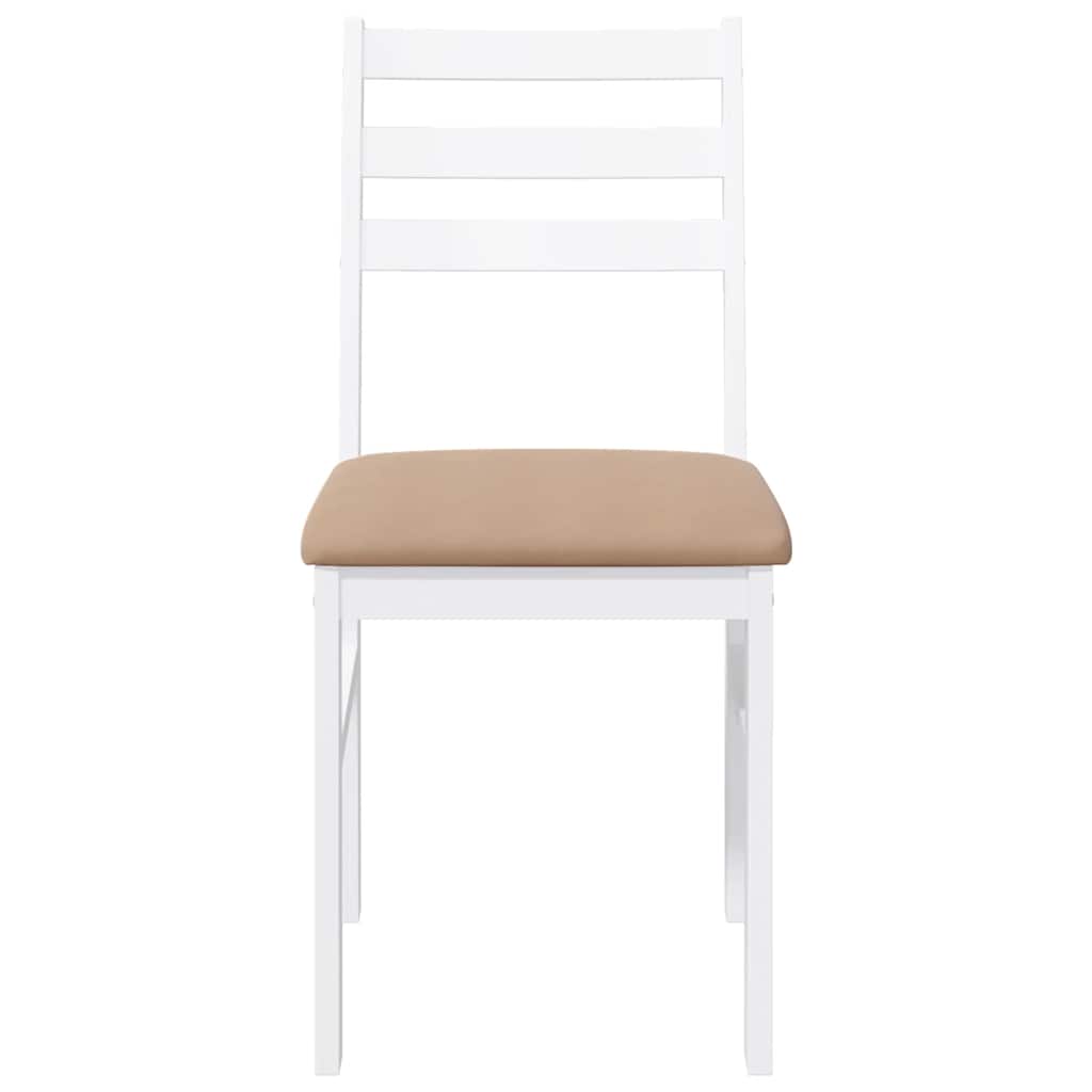 spisebordsstole med hynder 2 stk. massivt gummitræ hvid