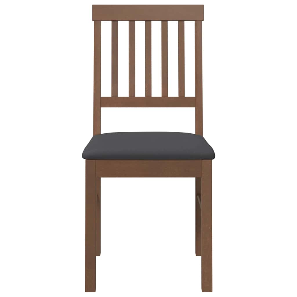 spisebordsstole med hynder 2 stk. massivt gummitræ brun