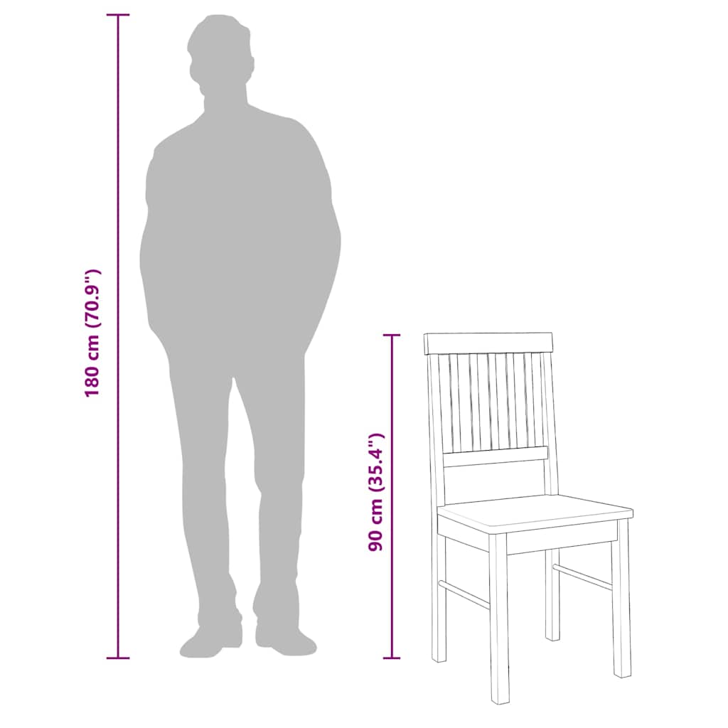 spisebordsstole 2 stk. massivt gummitræ