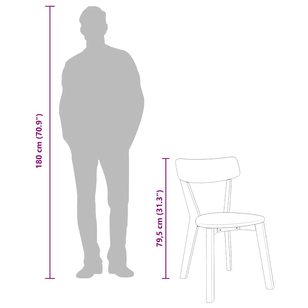 spisebordsstole 2 stk. massivt gummitræ hvid