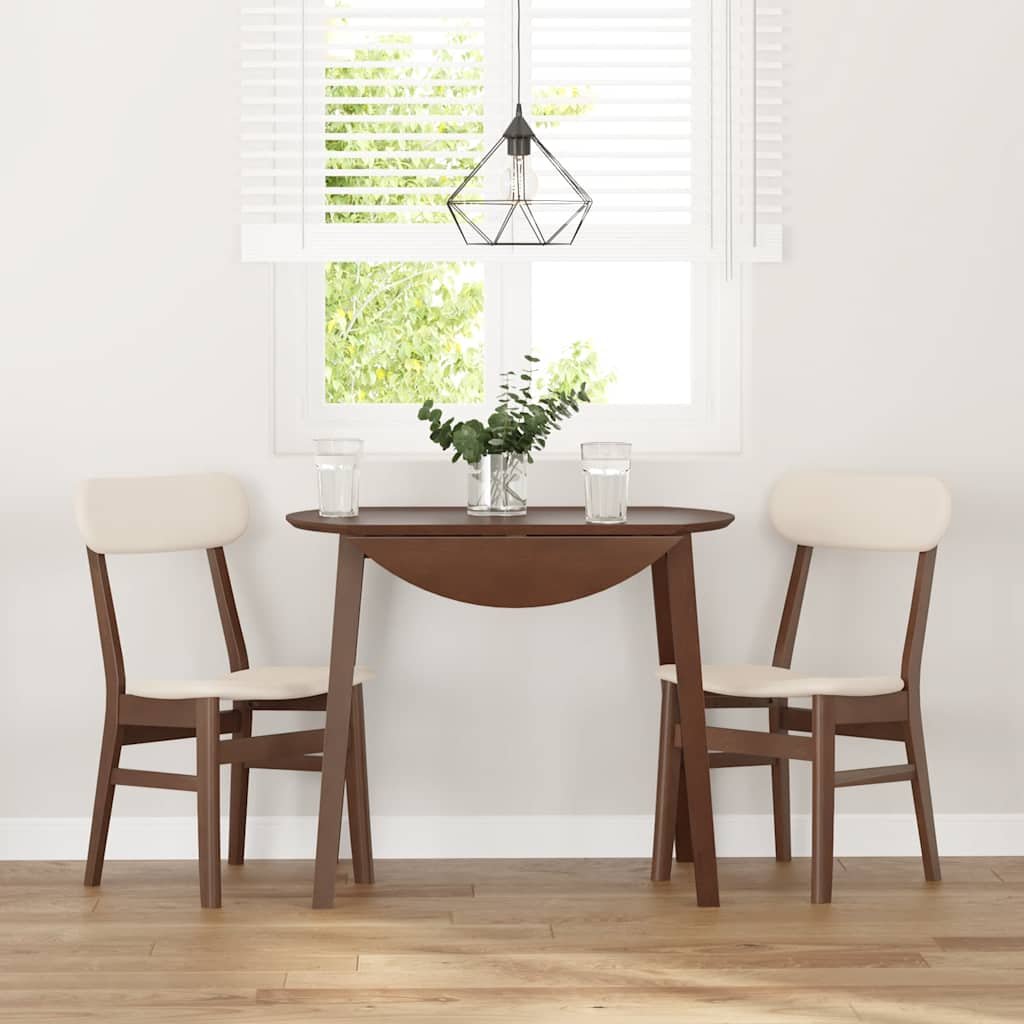spisebordsstole med hynder 2 stk. massivt gummitræ brun