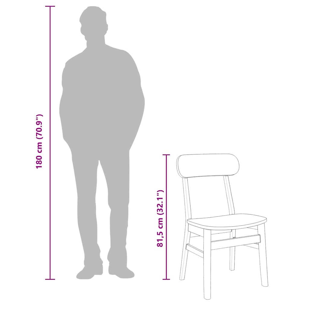 spisebordsstole 2 stk. massivt gummitræ