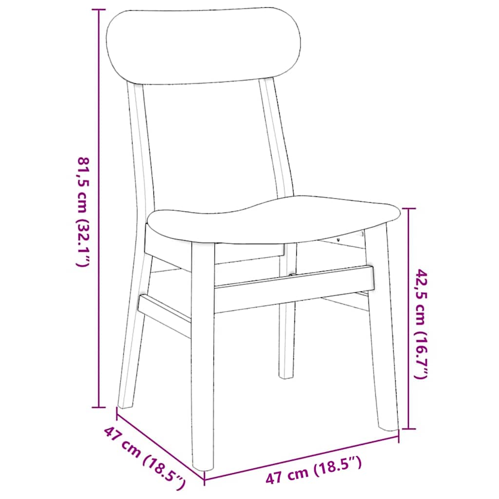 spisebordsstole med hynder 2 stk. massivt gummitræ hvid