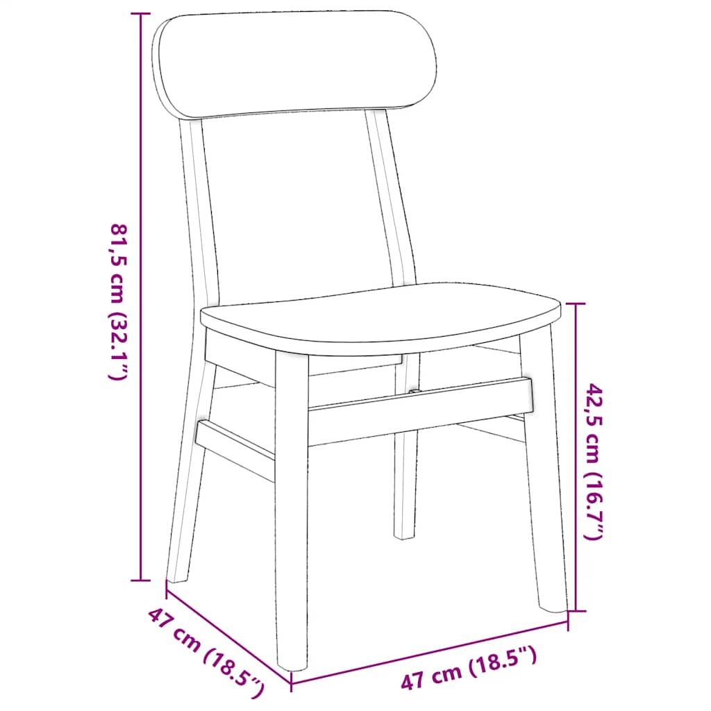 spisebordsstole 2 stk. massivt gummitræ hvid