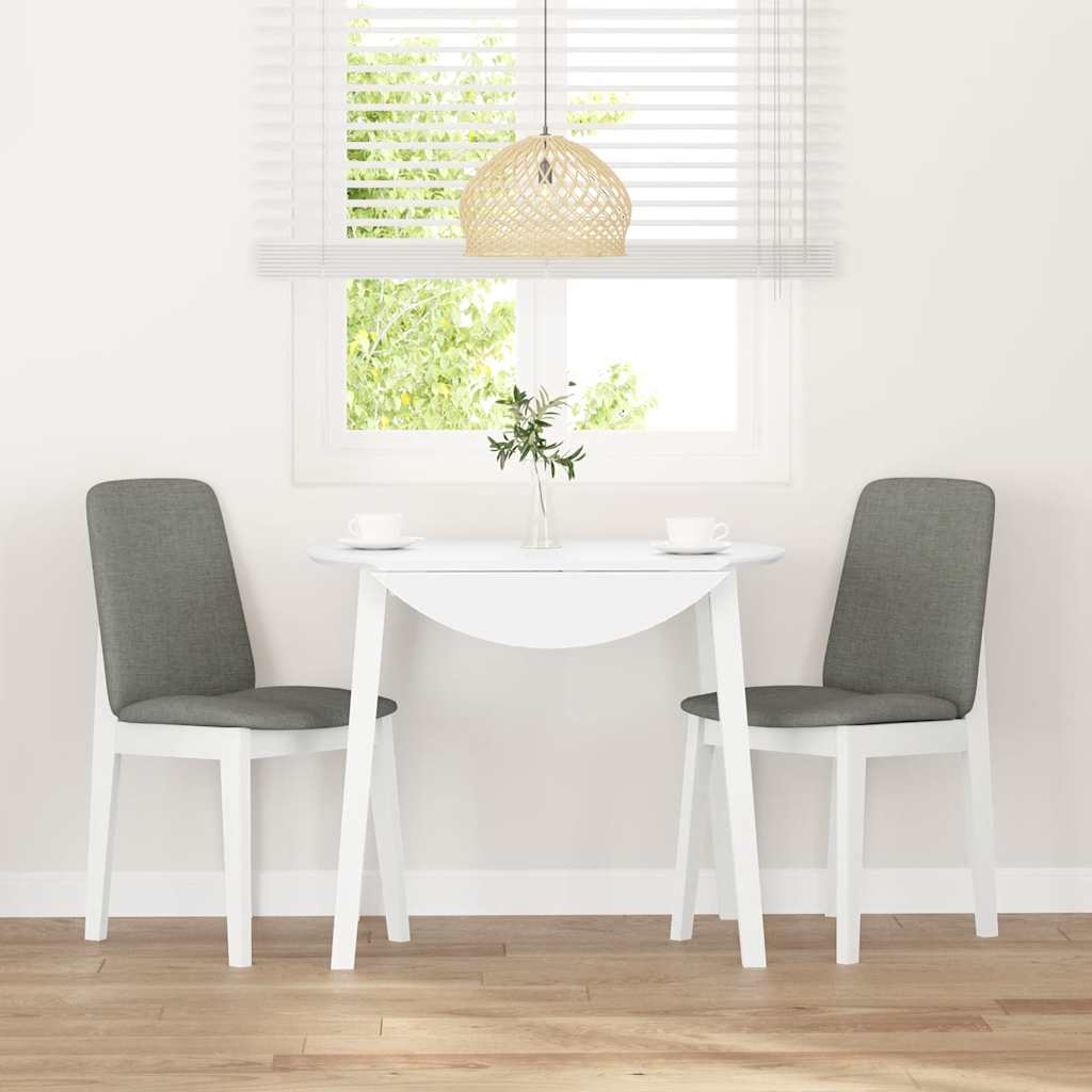 spisebordsstole med hynder 2 stk. massivt gummitræ hvid