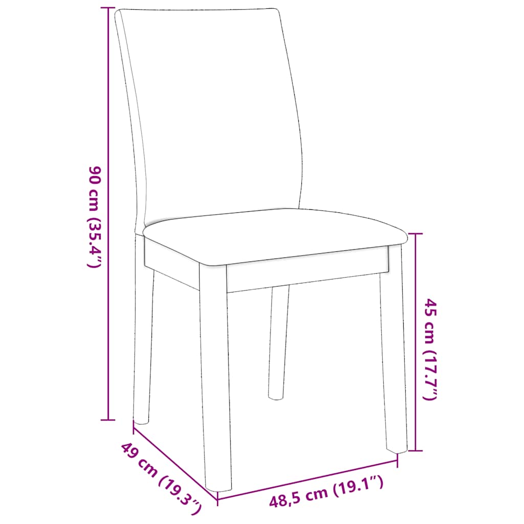 spisebordsstole med hynder 2 stk. massivt gummitræ