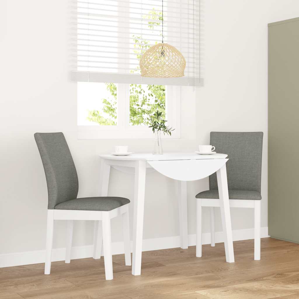 spisebordsstole med hynder 2 stk. massivt gummitræ hvid