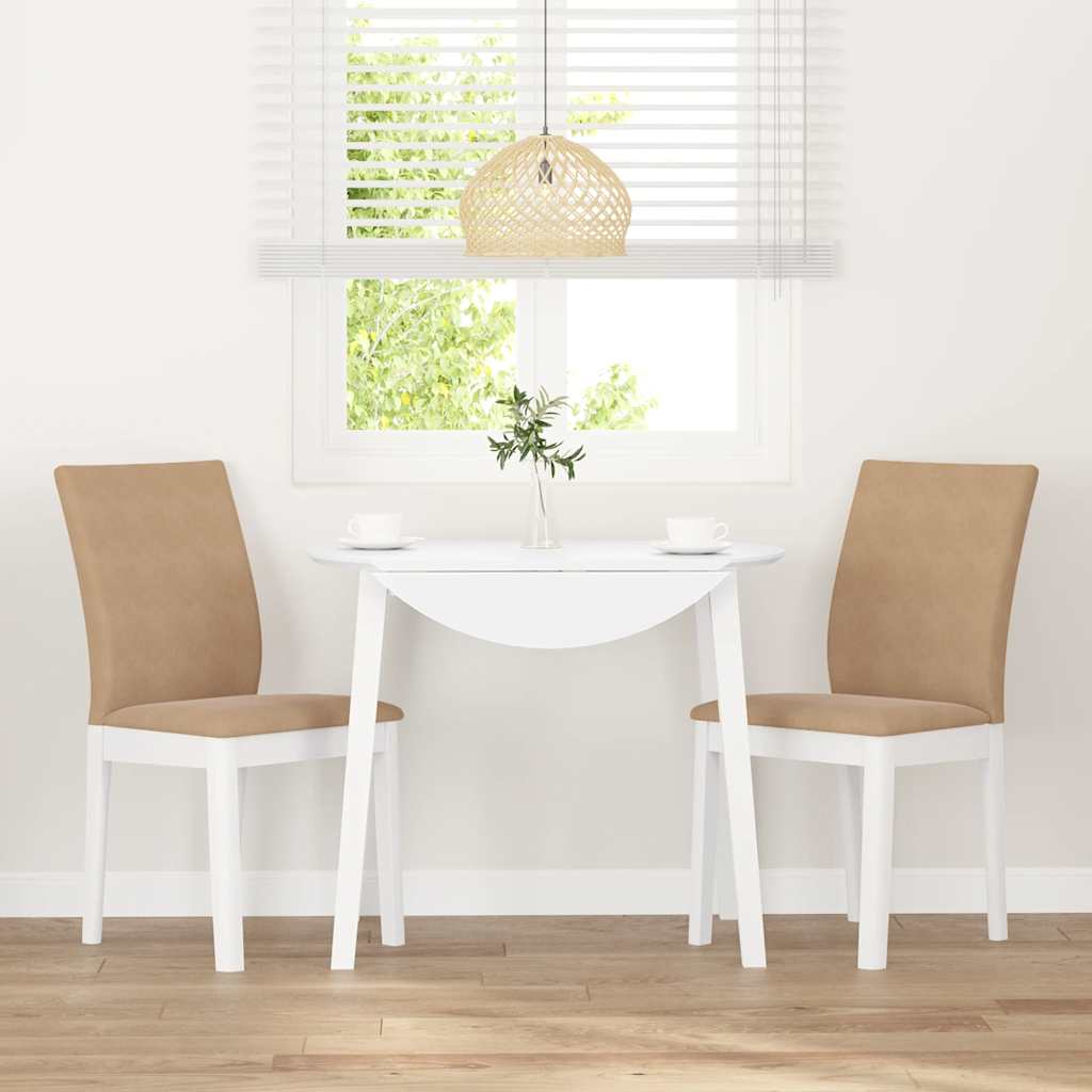 spisebordsstole med hynder 2 stk. massivt gummitræ hvid