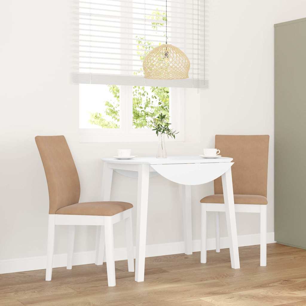 spisebordsstole med hynder 2 stk. massivt gummitræ hvid