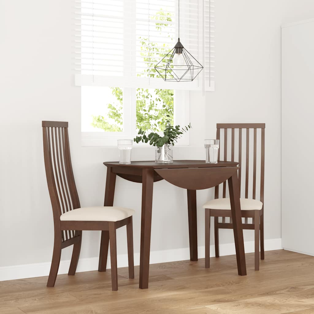 spisebordsstole med hynder 2 stk. massivt gummitræ brun