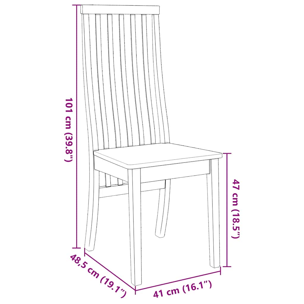 spisebordsstole 2 stk. massivt gummitræ