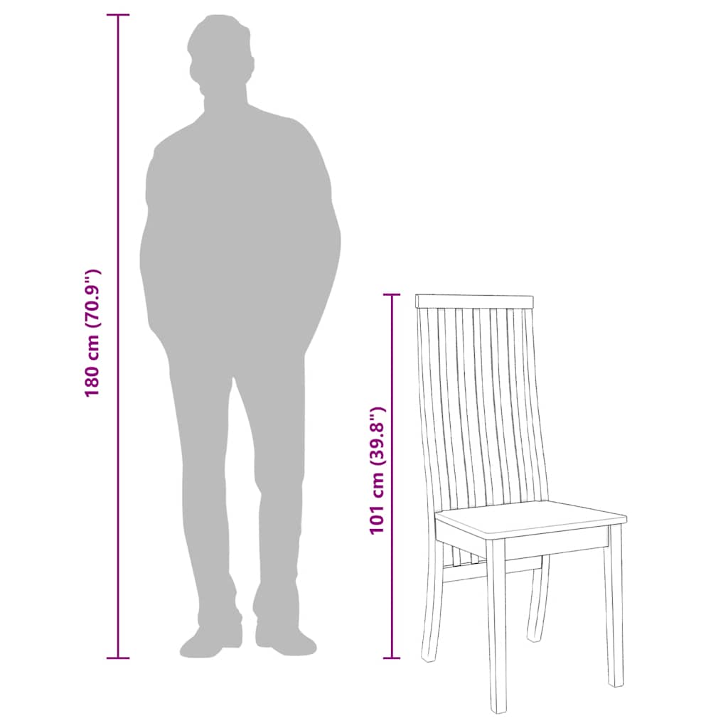 spisebordsstole 2 stk. massivt gummitræ