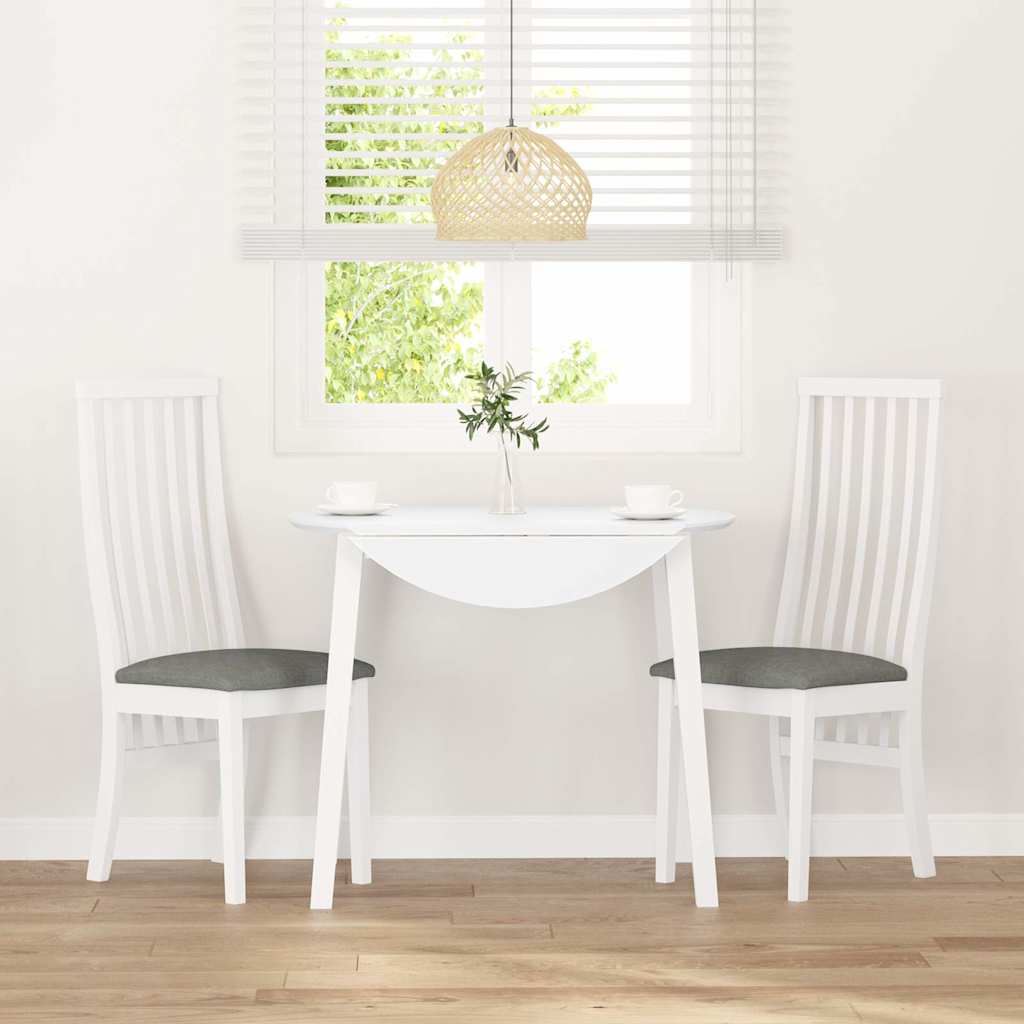 spisebordsstole med hynder 2 stk. massivt gummitræ hvid
