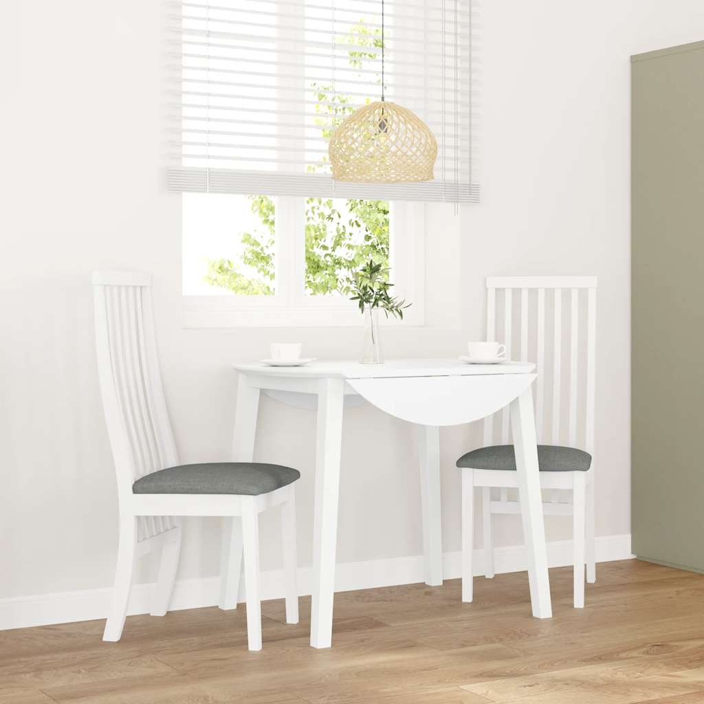 spisebordsstole med hynder 2 stk. massivt gummitræ hvid