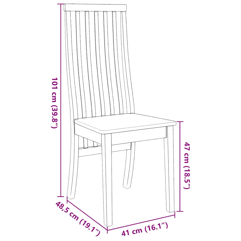 spisebordsstole 2 stk. massivt gummitræ hvid