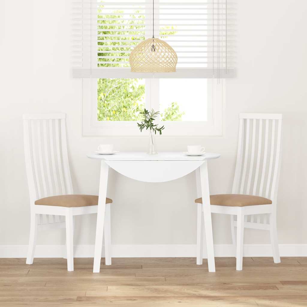 spisebordsstole med hynder 2 stk. massivt gummitræ hvid