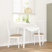 spisebordsstole med hynder 2 stk. massivt gummitræ hvid