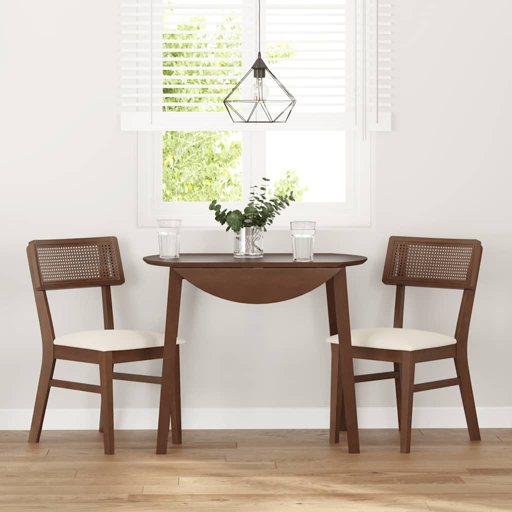 spisebordsstole med hynder 2 stk. massivt gummitræ brun
