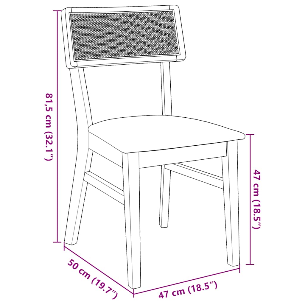 spisebordsstole med hynder 2 stk. massivt gummitræ brun