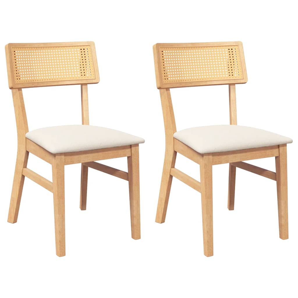 spisebordsstole med hynder 2 stk. massivt gummitræ
