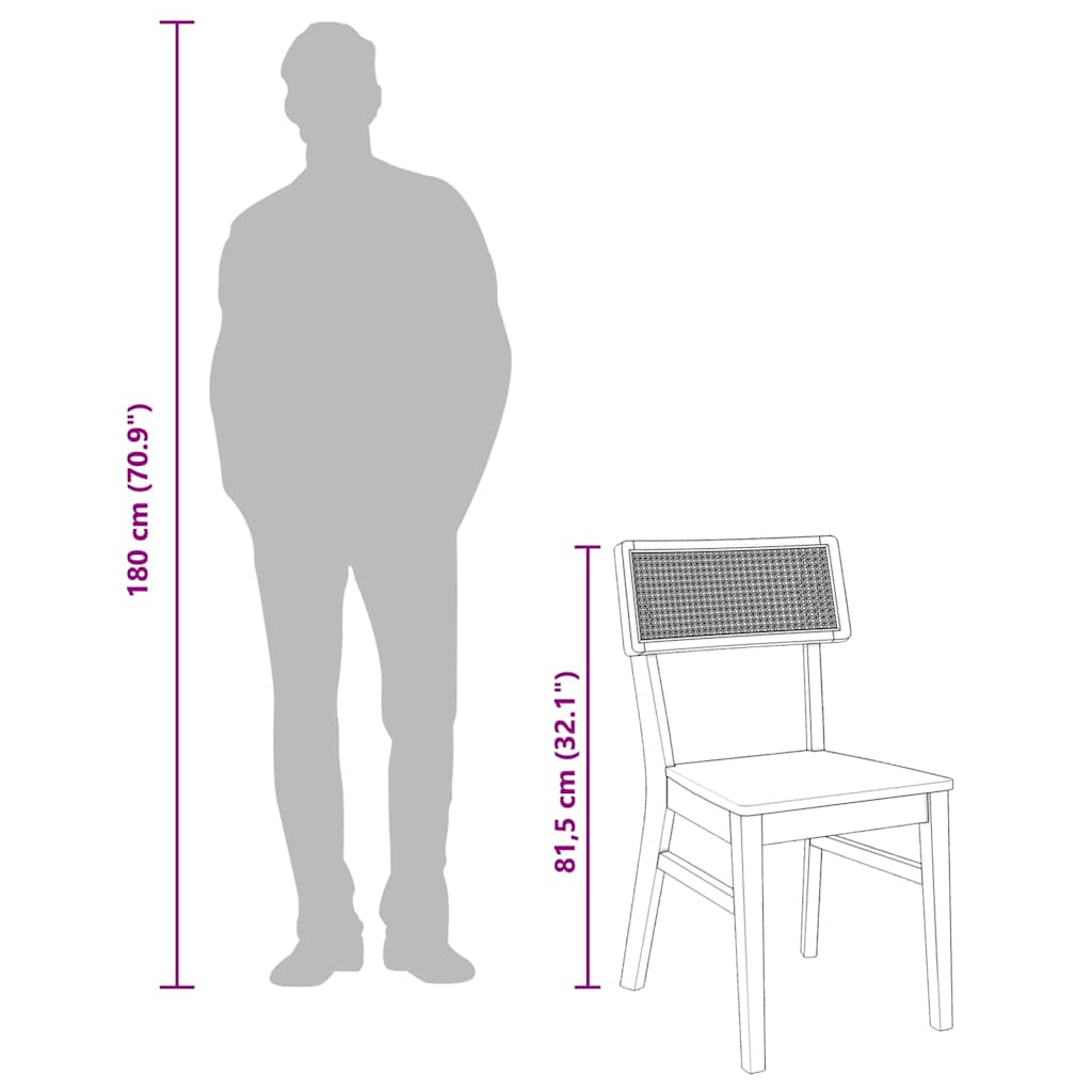 spisebordsstole 2 stk. massivt gummitræ