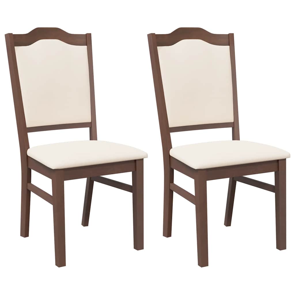 spisebordsstole med hynder 2 stk. massivt gummitræ brun