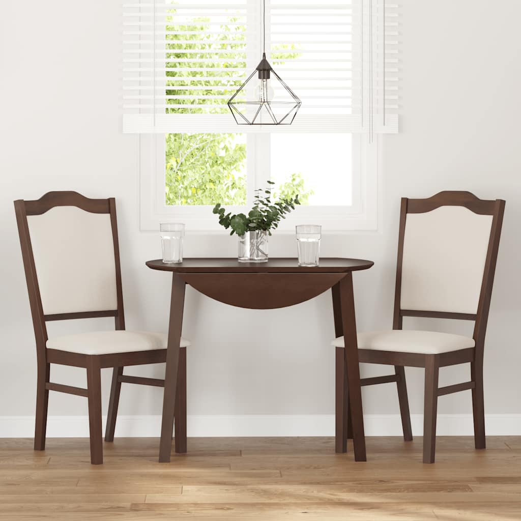 spisebordsstole med hynder 2 stk. massivt gummitræ brun