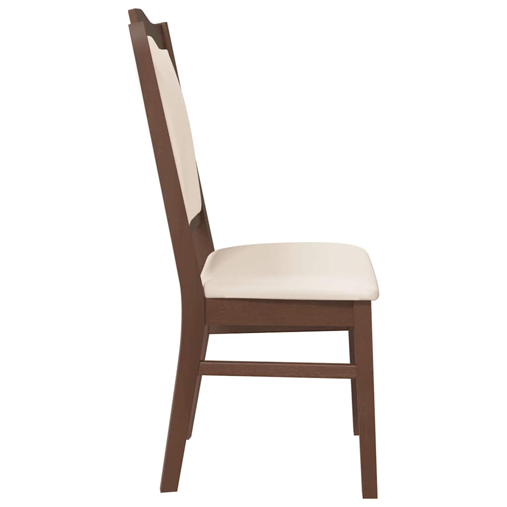 spisebordsstole med hynder 2 stk. massivt gummitræ brun