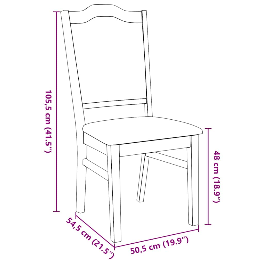 spisebordsstole med hynder 2 stk. massivt gummitræ brun