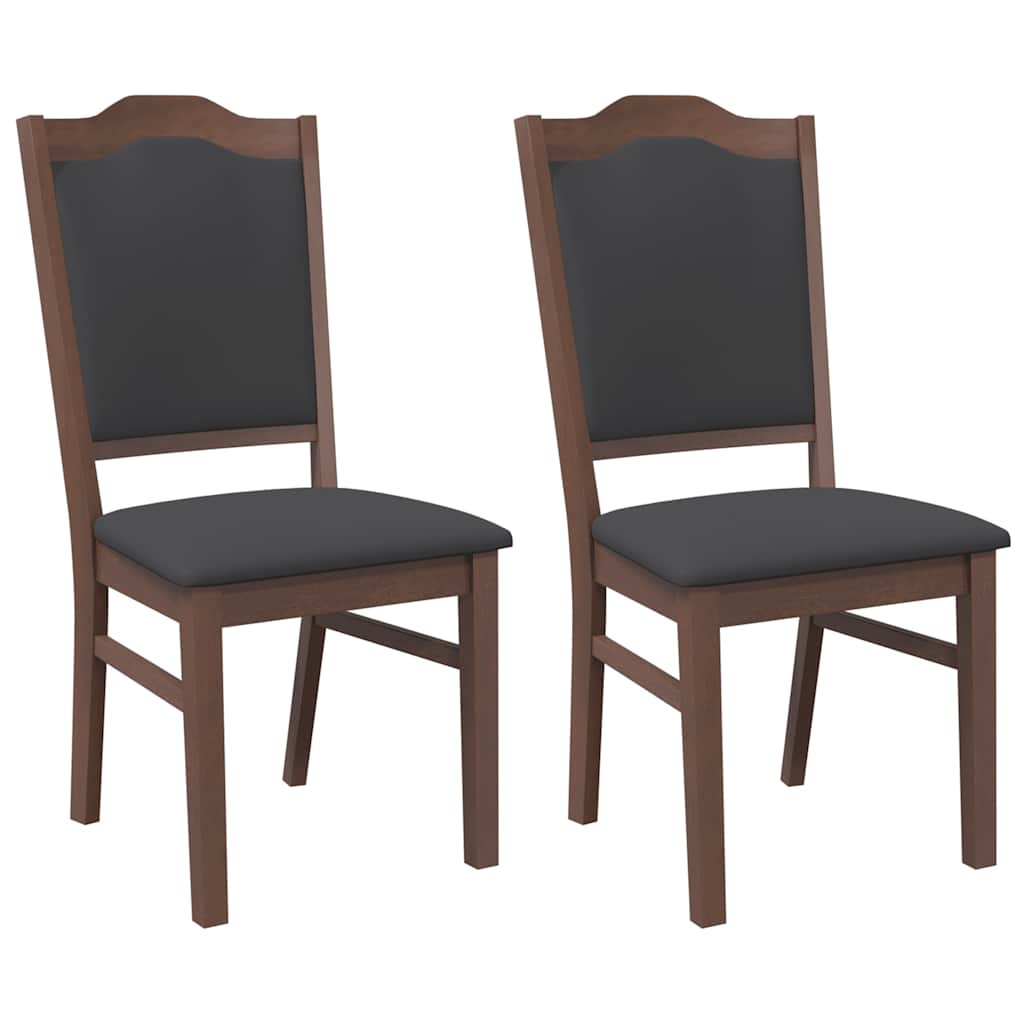 spisebordsstole med hynder 2 stk. massivt gummitræ brun