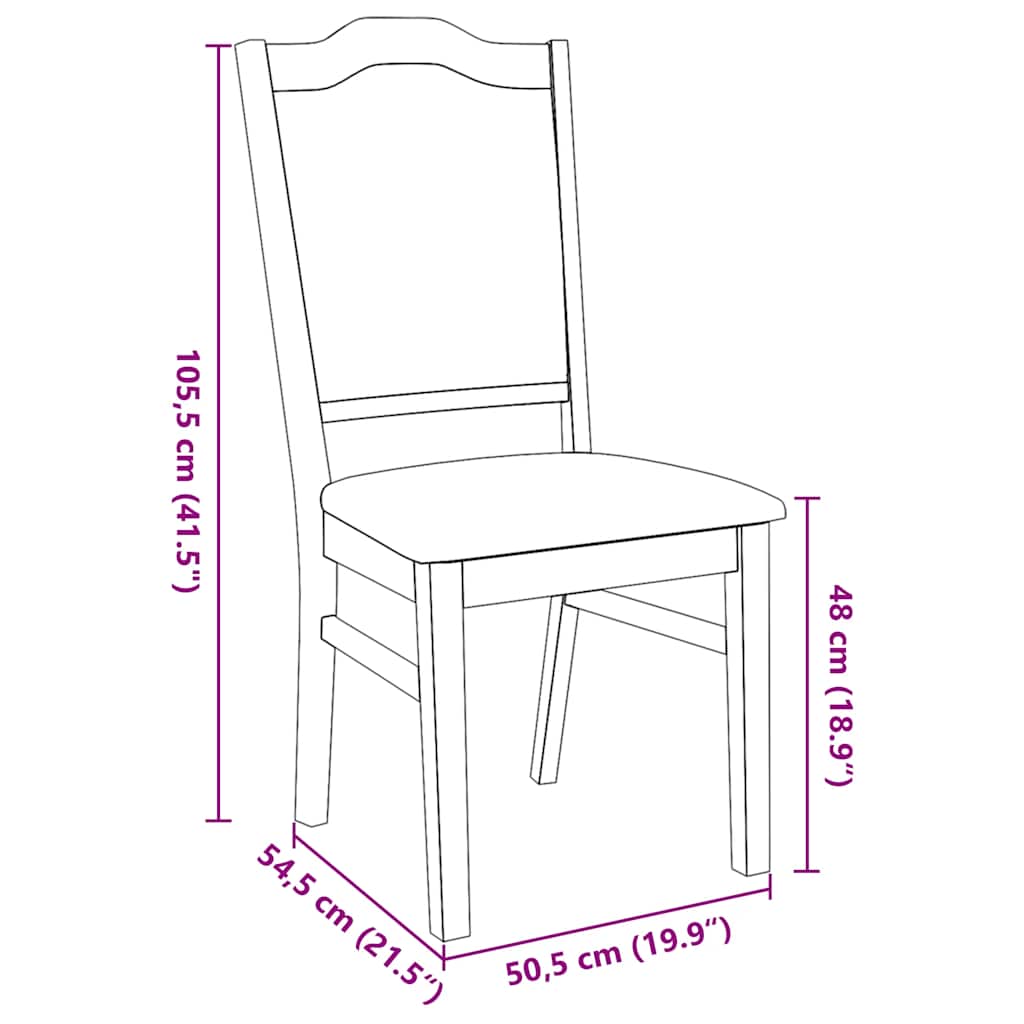 spisebordsstole med hynder 2 stk. massivt gummitræ