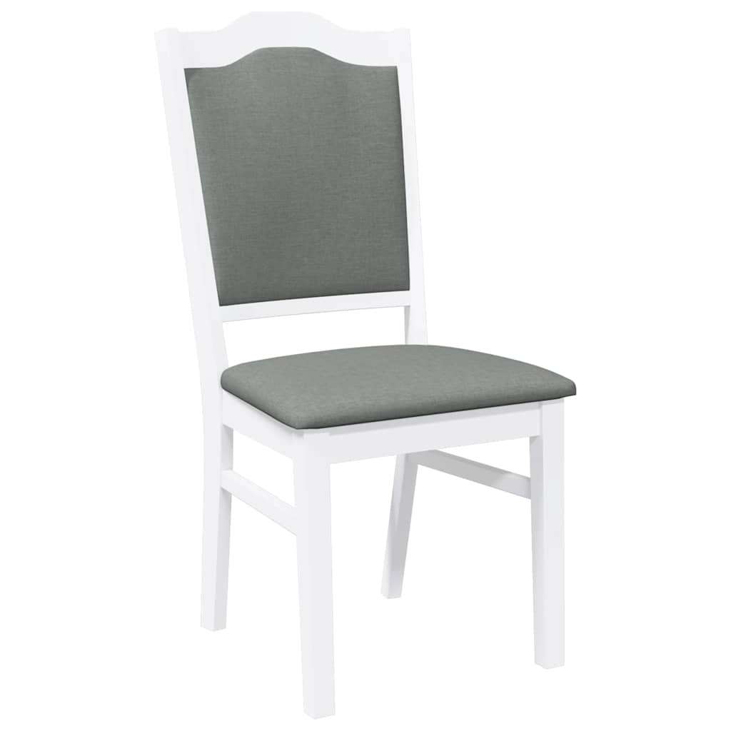 spisebordsstole med hynder 2 stk. massivt gummitræ hvid