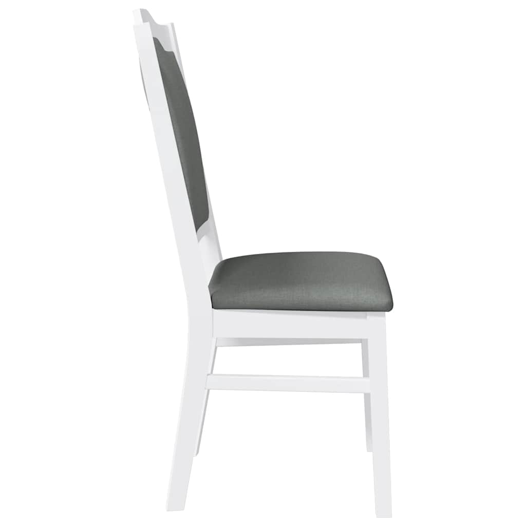 spisebordsstole med hynder 2 stk. massivt gummitræ hvid