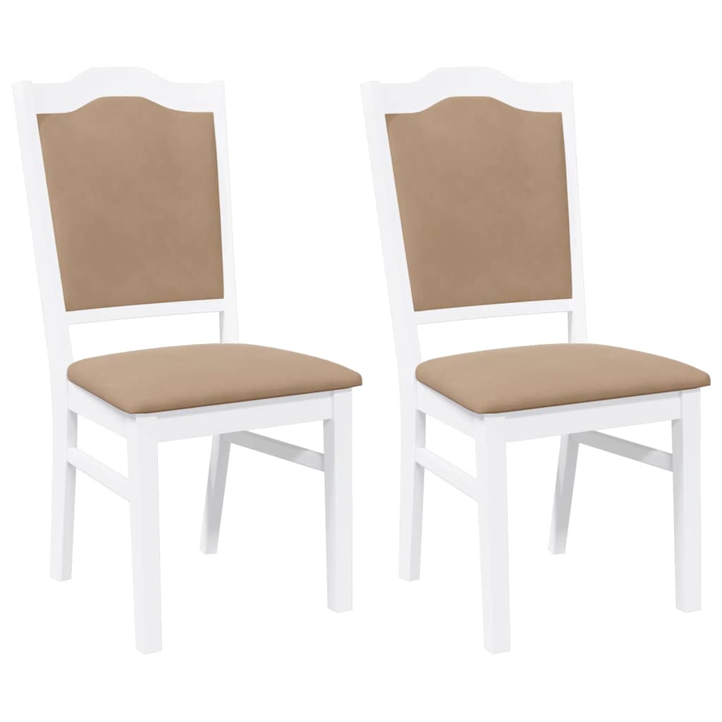 spisebordsstole med hynder 2 stk. massivt gummitræ hvid