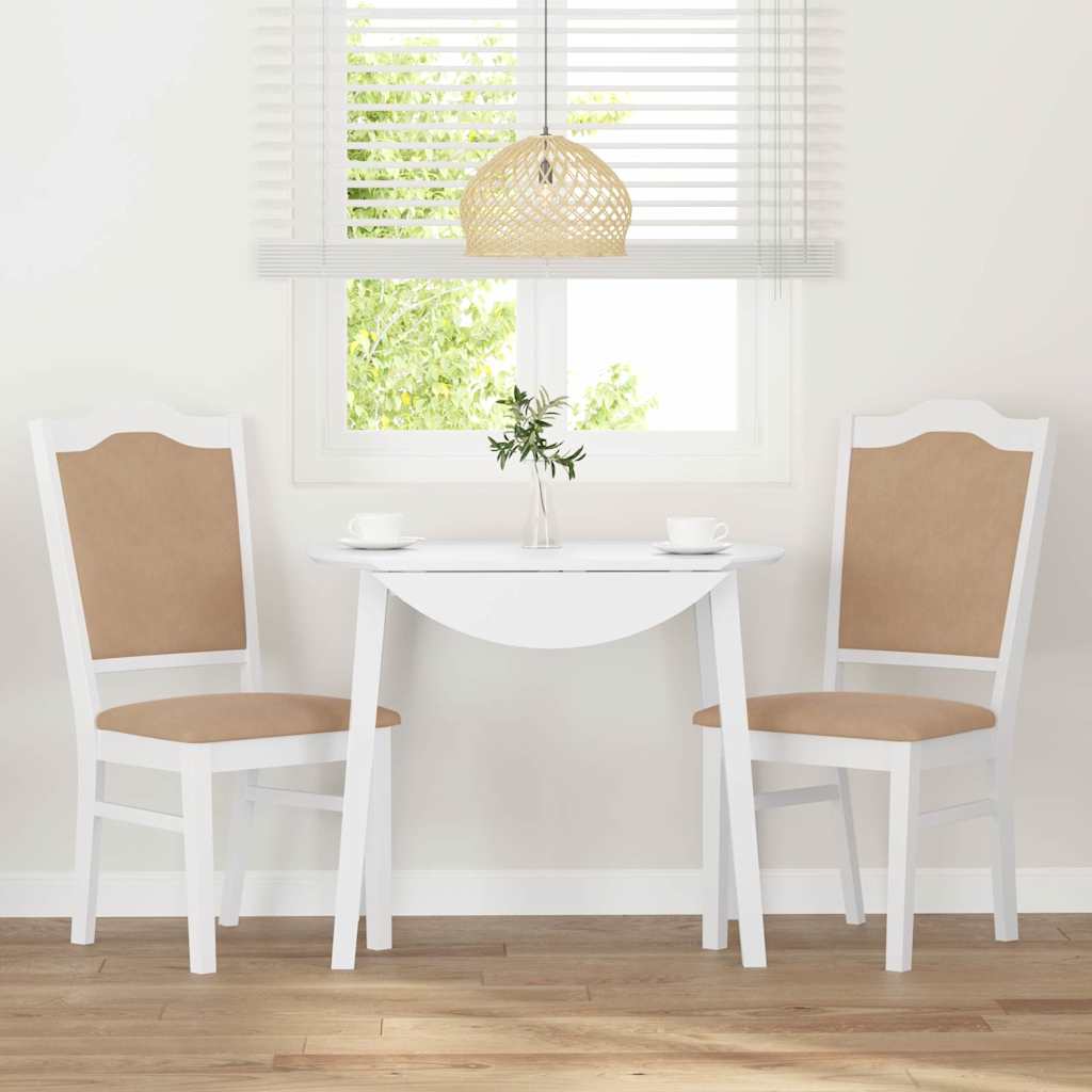 spisebordsstole med hynder 2 stk. massivt gummitræ hvid
