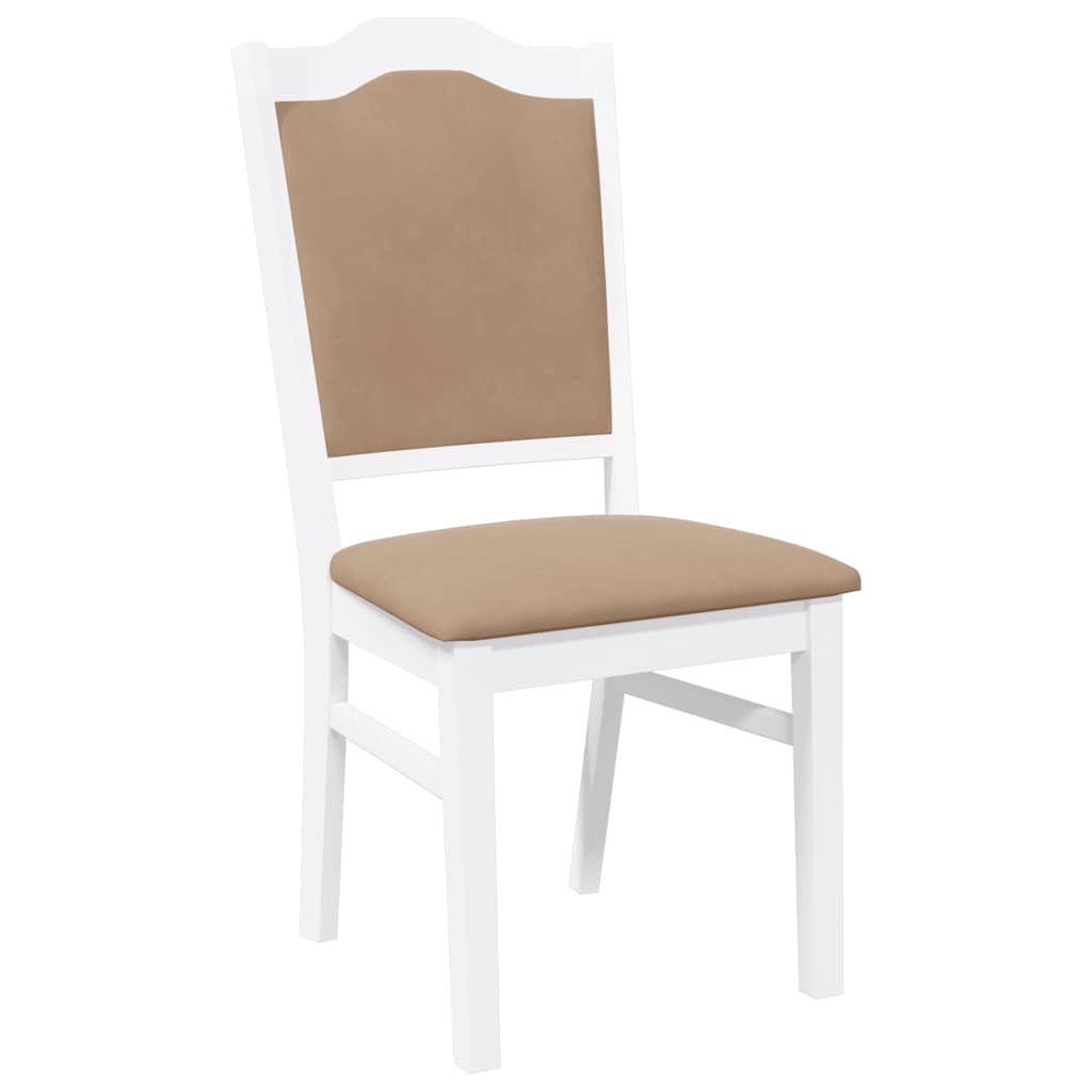 spisebordsstole med hynder 2 stk. massivt gummitræ hvid