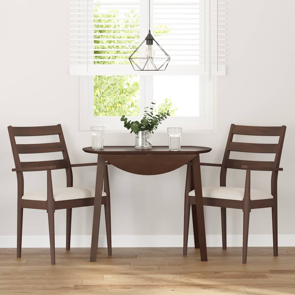 spisebordsstole med hynder 2 stk. massivt gummitræ brun