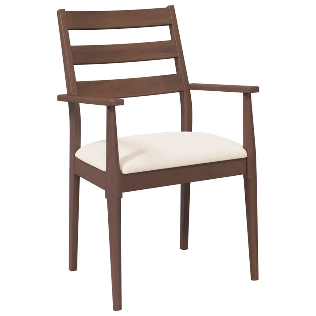 spisebordsstole med hynder 2 stk. massivt gummitræ brun