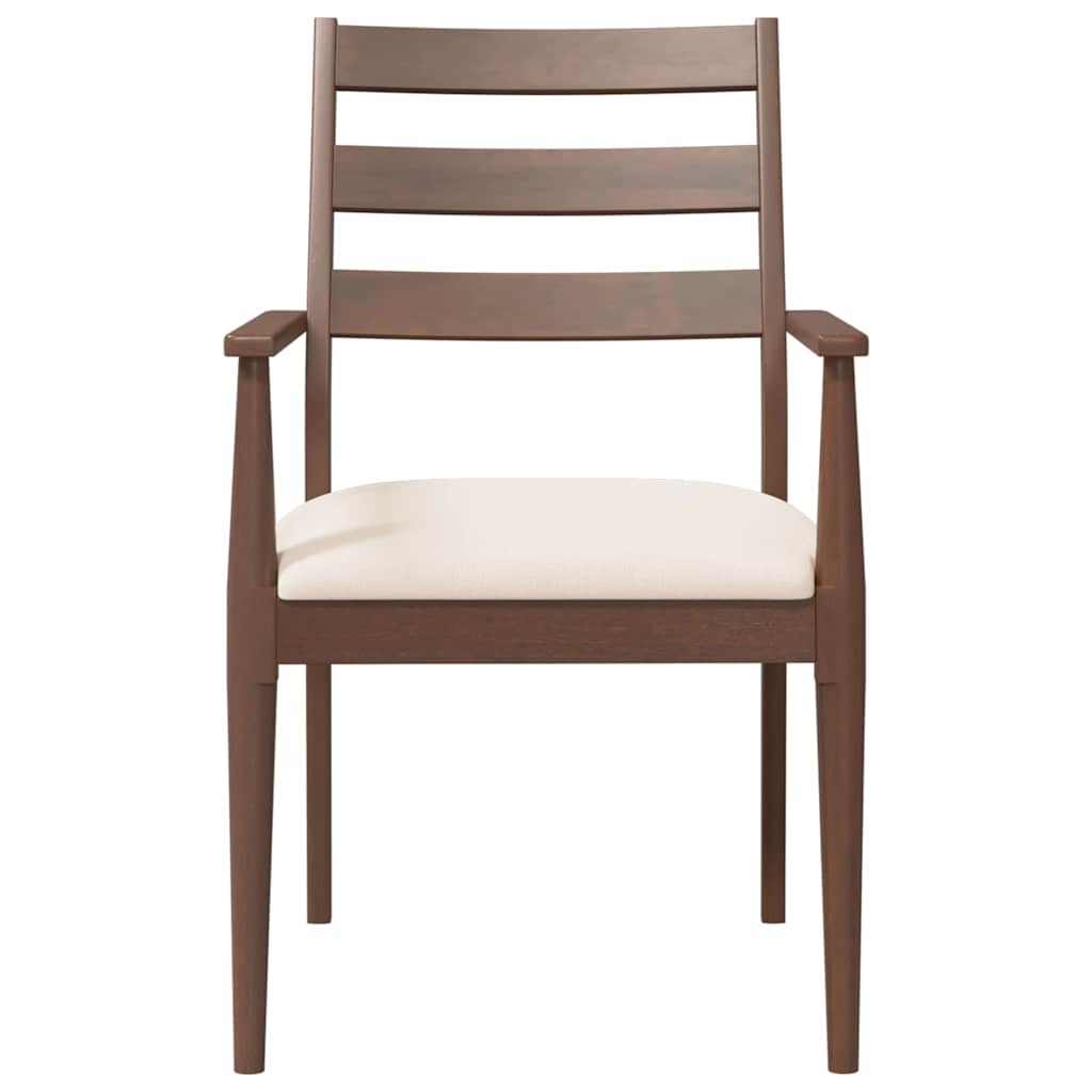 spisebordsstole med hynder 2 stk. massivt gummitræ brun