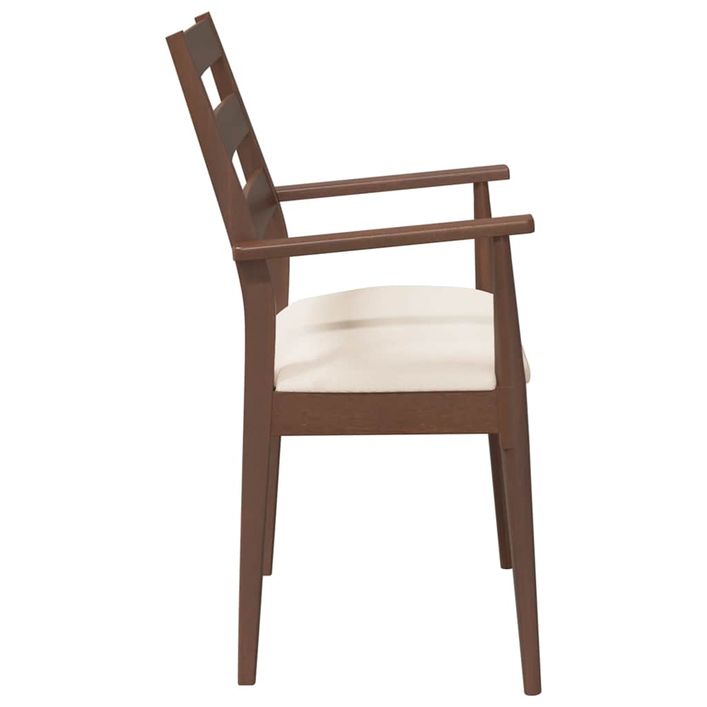 spisebordsstole med hynder 2 stk. massivt gummitræ brun