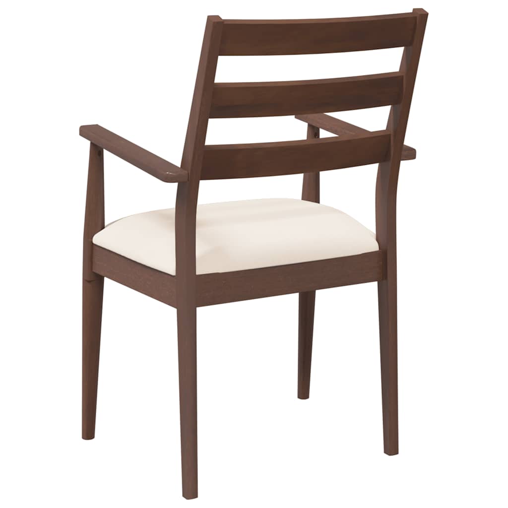 spisebordsstole med hynder 2 stk. massivt gummitræ brun